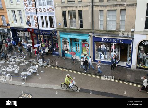 Oxford Broad Street Shops Viewed From Balliol College Stock Photo Alamy