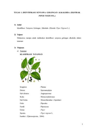 Laporan Praktikum Fitokimia Identifikasi Senyawa Golongan Alkaloida