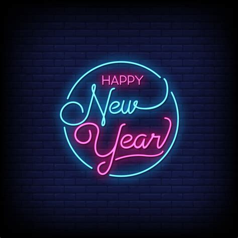 Happy New Year Neon Signs Style Text Vector 2424506 Vector Art At Vecteezy