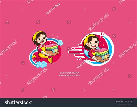 Laundry Service Design Character Laundry Service Stock Vector Royalty