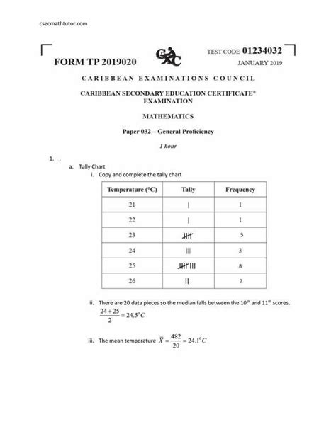 Maths 2019 Cxc Exam Past Papers