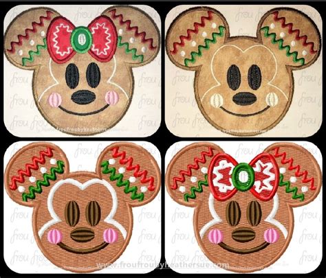 Gingerbread Mister And Miss Mouse Head With Face TWO Design SET Machine