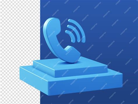 3d 만화는 Ui Ux 웹 모바일 앱 광고 디자인을 위한 연단이 있는 파란색 전화 통화 아이콘을 렌더링합니다 프리미엄 Psd 파일