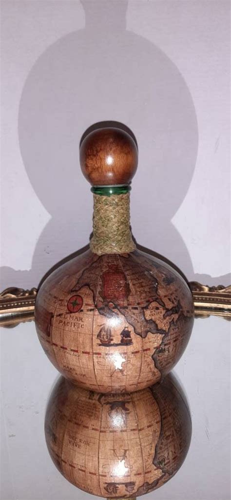 Vintage Italian Leather Decanter With Old World Map Etsy