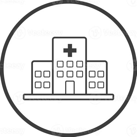 Hospital Icon In Thin Line Black Circle Frames Png