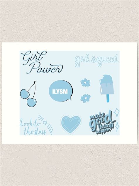 Light Blue Sticker Pack Collection Of Hand Drawn Images And Text For