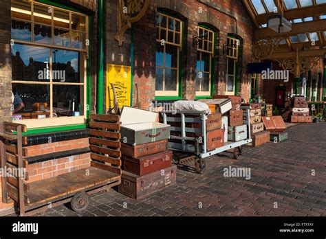 Luggage On Platform At Sheringham Train Station Norfolk England Stock