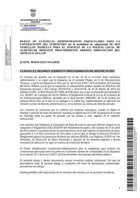 Pdf Modelo De Pliego De Cl Usulas Administrativas Particulares