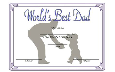 Best Dad Certificate Free Printable 2 Two Package Template