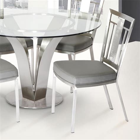 Armen Living Cleo 36 In Gray Fabric And Brushed Stainless Steel Finish Contemporary Dining