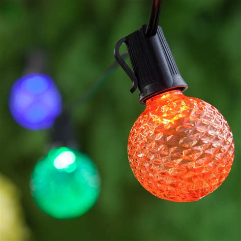 Patio Lights - Multicolor LED Party Lights, 100 G50 E12 Bulbs Black Wire