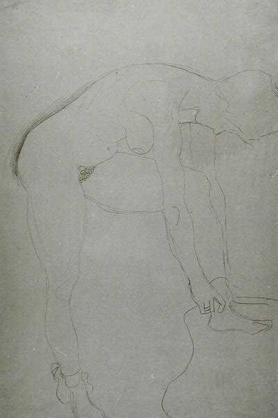 Standing Nude With Raised Legs C By Gustav Klimt