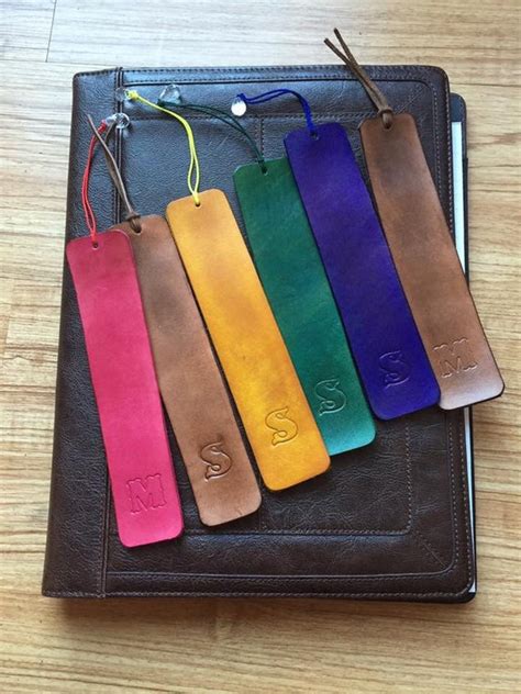 Handmade leather personalized bookmarks made to order