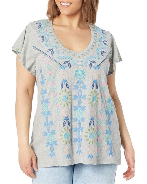 Johnny Was Plus Size Oriel Flutter Sleeve Tee