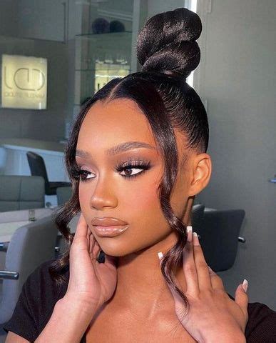 61 Best Bun With Bangs Hairstyles For Black Women Sleek Ponytail