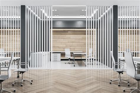 Premium Photo Clean Wooden And Concrete Office Interior With