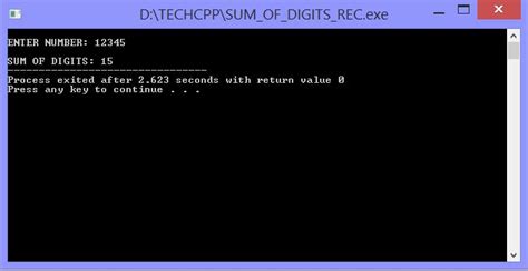 C Program To Obtain Sum Of Digits Of A Given Number Using Recursion [devcpp Gcc] Techcpp