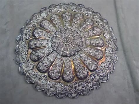 ANCIEN MIROIR OTTOMAN de MARIAGE en argent repoussé EUR 180 00