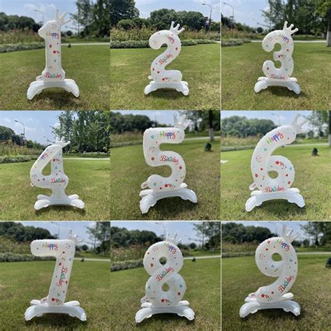 32 Inch Digital Balloons White Crown Self Standing Number Balloons 0 9