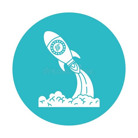 Circle Light Blue With Space Rocket Launch Stock Vector Illustration