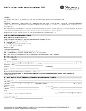 Fillable Online Balancesa Co Hiv Care Programme Application Form