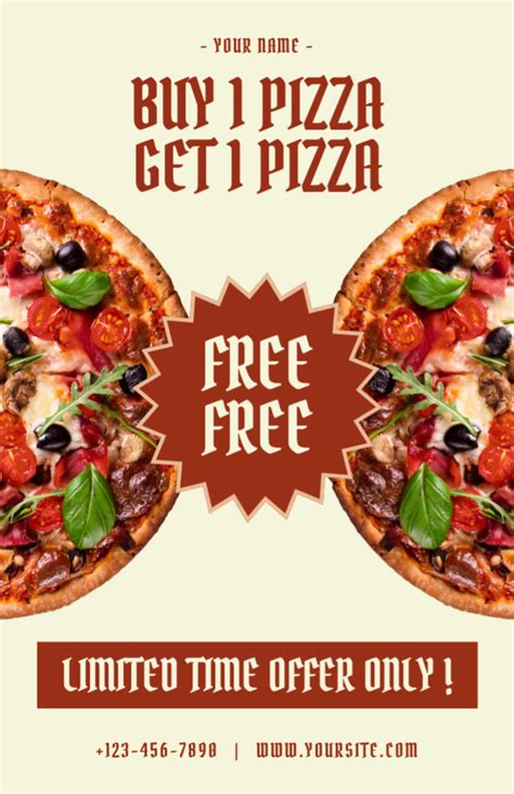 Special Offer Of Free Pizza Online Recipe Card Template Vistacreate