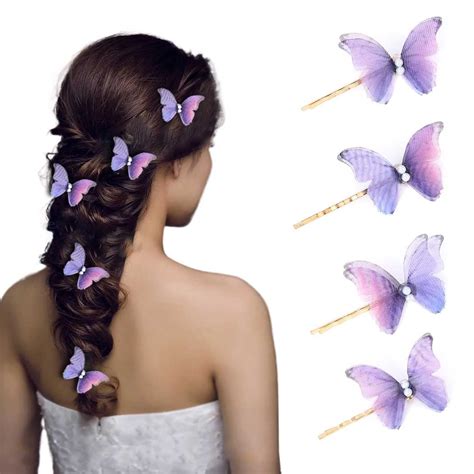 Bartosi Butterfly Hair Clips Purple Butterfly Hair