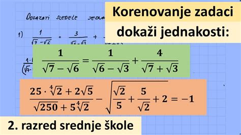 Korenovanje Drugi Razred Srednje Kole Zadaci Dokazati Slede E