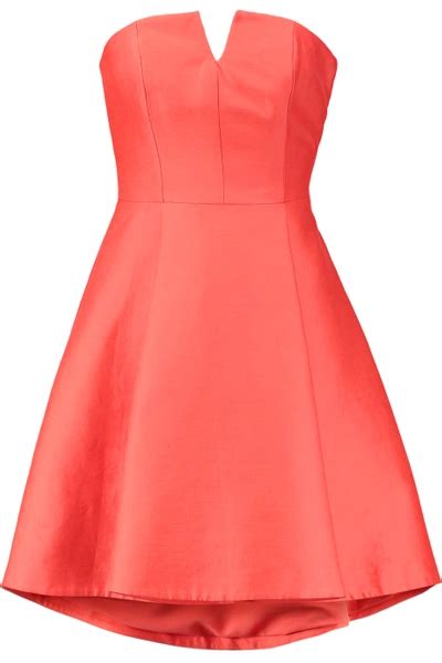 Halston Heritage Strapless Cotton And Silk Blend Dress Modesens