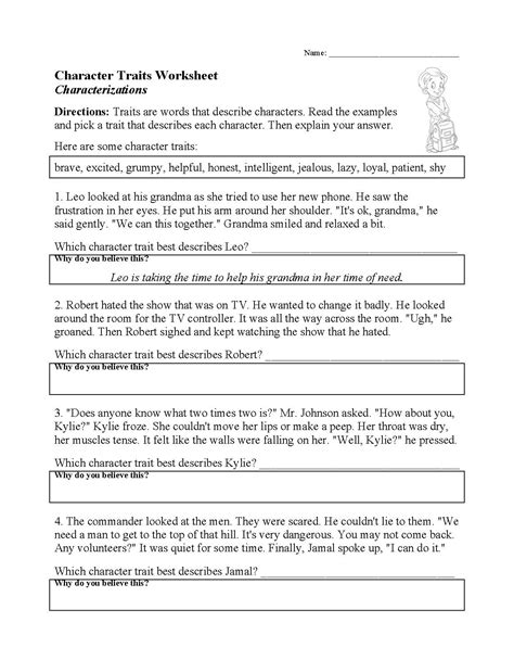 Identifying Character Traits Worksheet – Englishworksheet.my.id