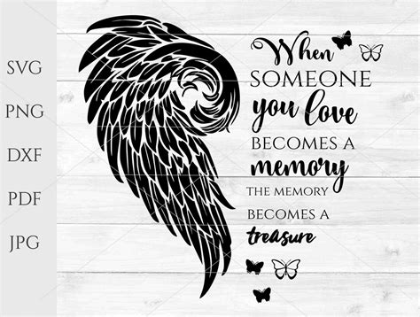 In Loving Memory Template Svg Memorial Poem Png Funeral T Sayings Cricut Design Angel