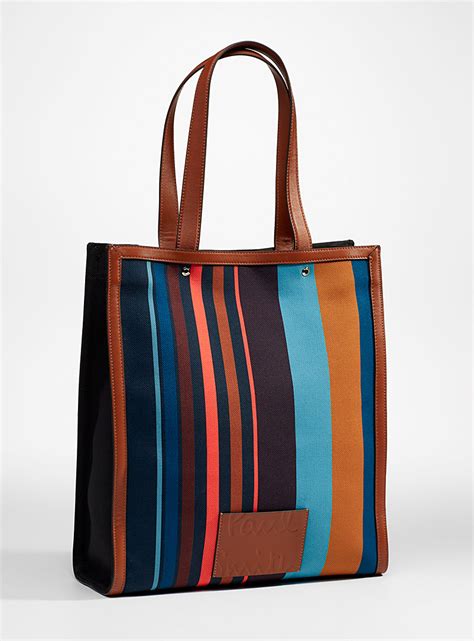 Signature Stripe Leather Tote Paul Smith Simons