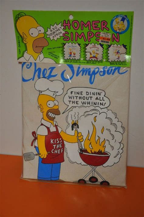 VINTAGE The SIMPSONS=HOMER SIMPSON "BBQ GOURMET APRON" (MIB) by INNOVO ...