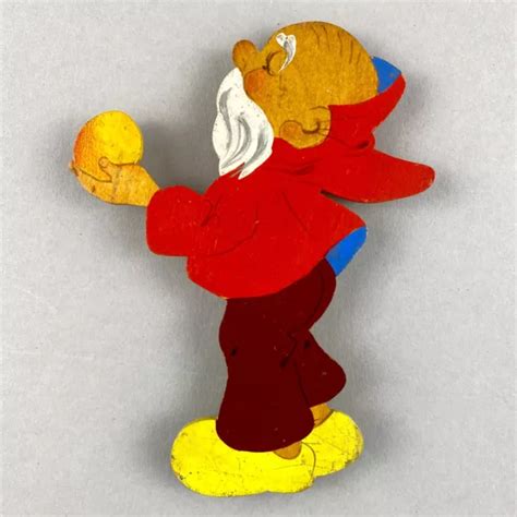 1950ER RAVI KUNST KLEINER Handbemalter Apfel Zwerg 13cm Figur Märchen