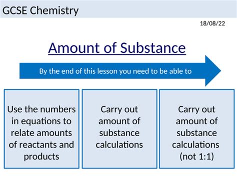 Amount Of Substance Reacting Mass Calculations Gcse Aqa Teaching Resources