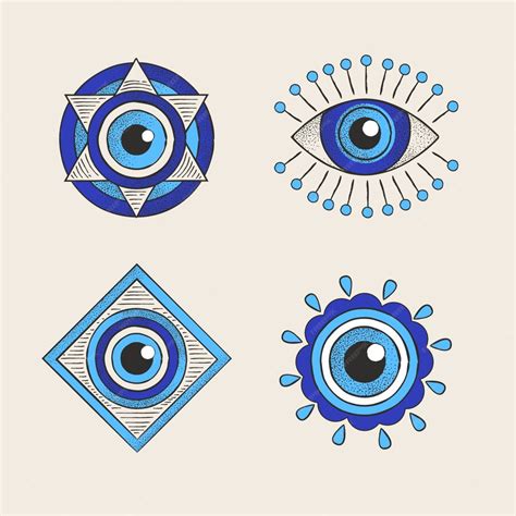 Ручной рисунок символов сглаза | Бесплатно векторы