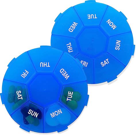 Wllhyf Weekly Daily Travel Pill Box Organiser 2 Pcs 7 Days 1 Times A