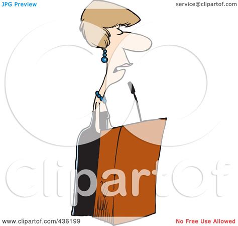 Royalty-Free (RF) Clipart Illustration of a Female Speaker At A Podium ...