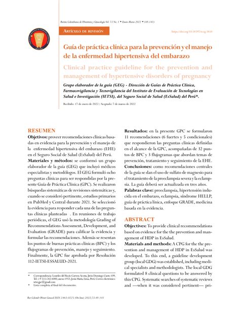 Pdf Gu A De Pr Ctica Cl Nica Para La Prevenci N Y El Manejo De La