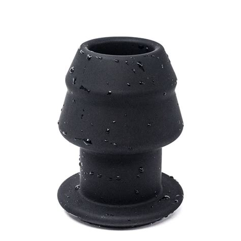 Silicone Butt Plug Anal Dilator Play Thru Hole Anus Endoscope Pleasure Sex Toys Black Unisex
