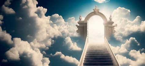 Premium Photo | Religion background stairway to heaven stairs in sky ...