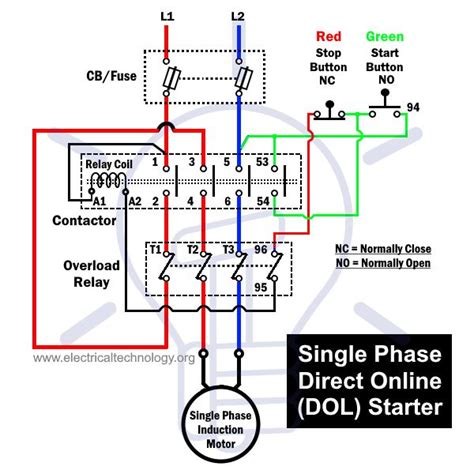 Dol Starter Circuit Diagram Single Phase