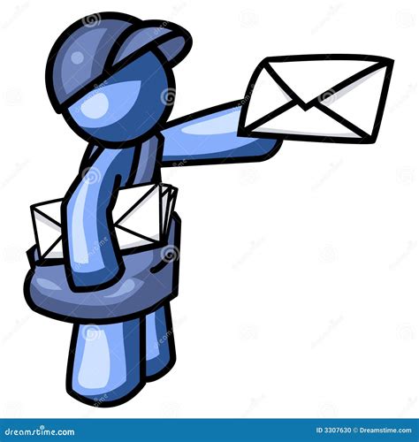 Blue Man Delivering Mail Logo Stock Vector Illustration Of White