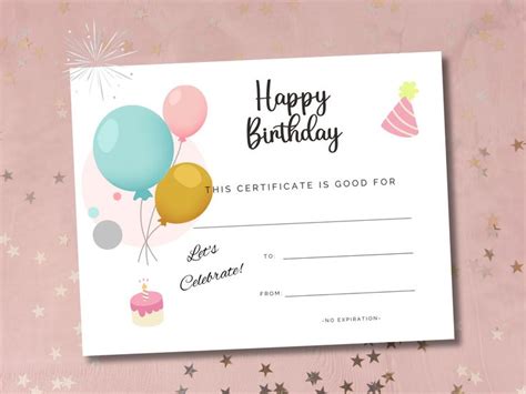 BIRTHDAY Gift Certificate I Birthday Gift Coupon I Gift Voucher for ...