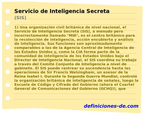 Significado De Servicio De Inteligencia Secreta Sis