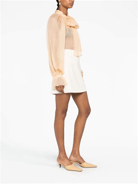 Atu Body Couture Sheer Silk Pussy Bow Blouse Farfetch