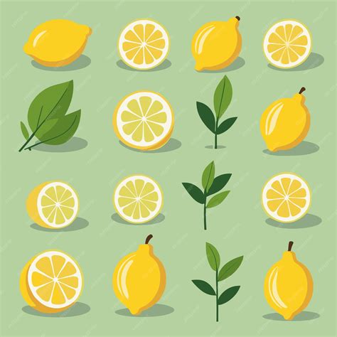 Premium Vector Lemon Citrus Fruit Vector Illustration Set