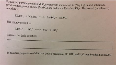 Solved Potassium Permanganate Kmno4 Reacts With Sodium