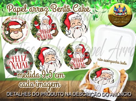 Papel De Arroz Mini Bolo Bento Cake Natal Papai Noel Elo7