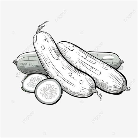 Cucumber Vegetable Outline Illustration Green Creative Fun Png